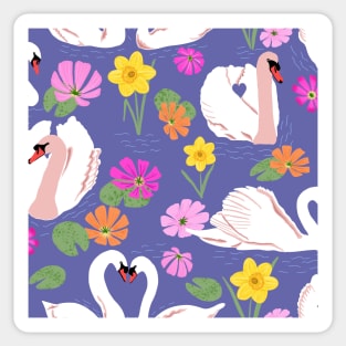 Swans in spring time Sticker